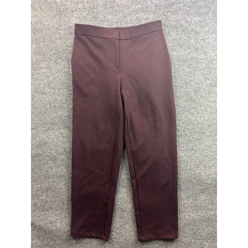 Eileen Fisher Tapered Ankle Pants Womens XS Burgundy Elastic Waist Pockets
